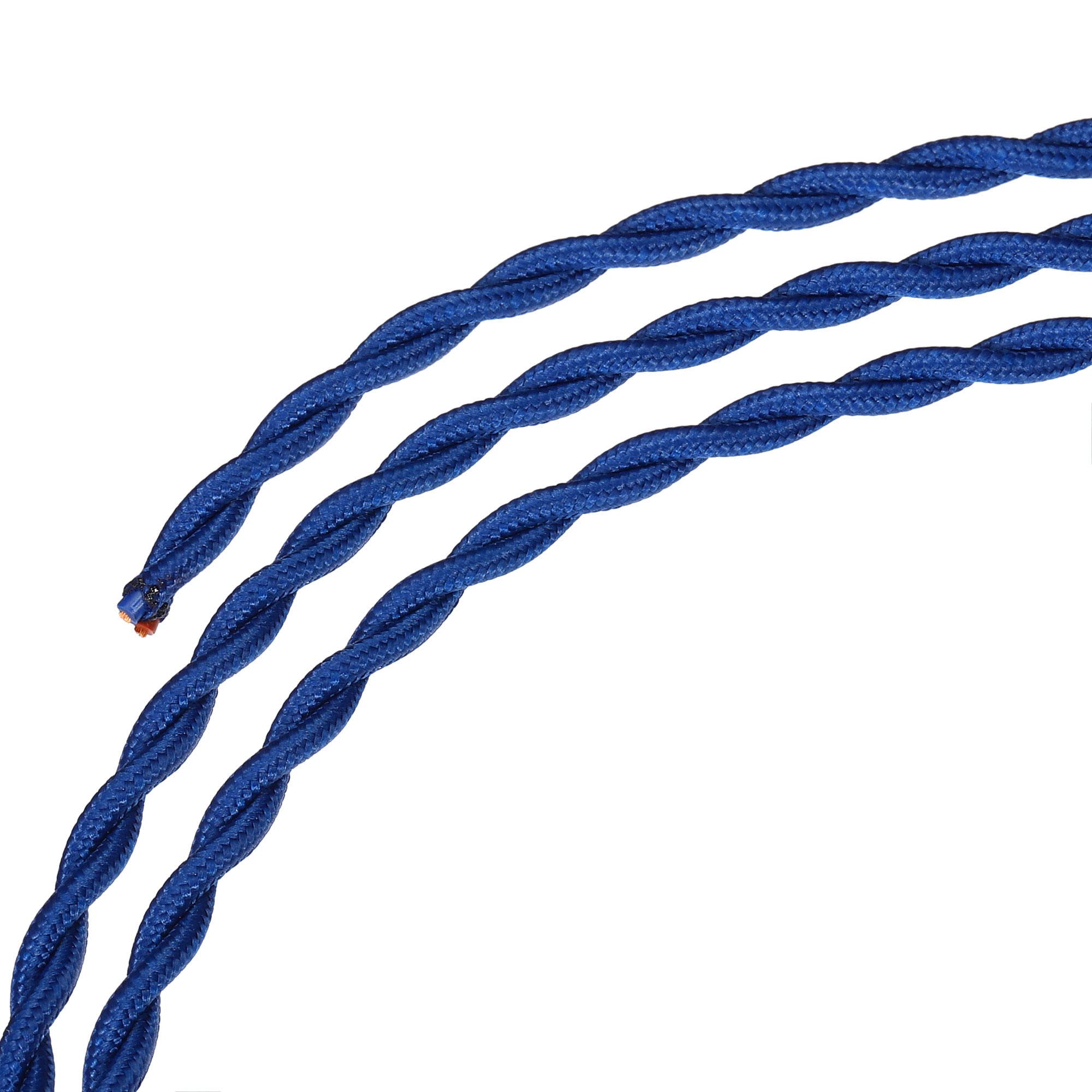 MECCANIXITY Twisted Cloth Covered Wire 2 Core 18AWG 5m/16.4ft, Vintage Woven Fabric Electrical Cable for Pendant Light DIY Project,Blue