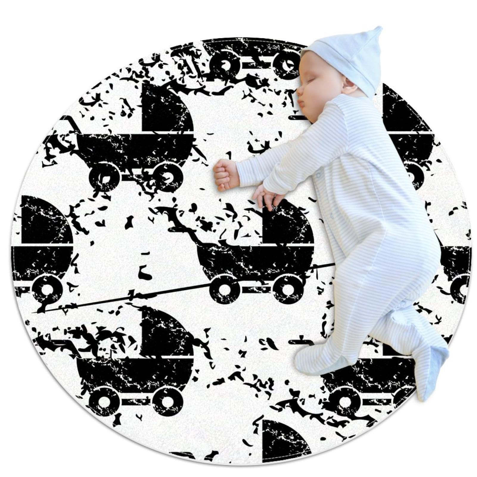 Tapis de salle de bain grunge noir rond 1m antidérapant pour chambre et salon