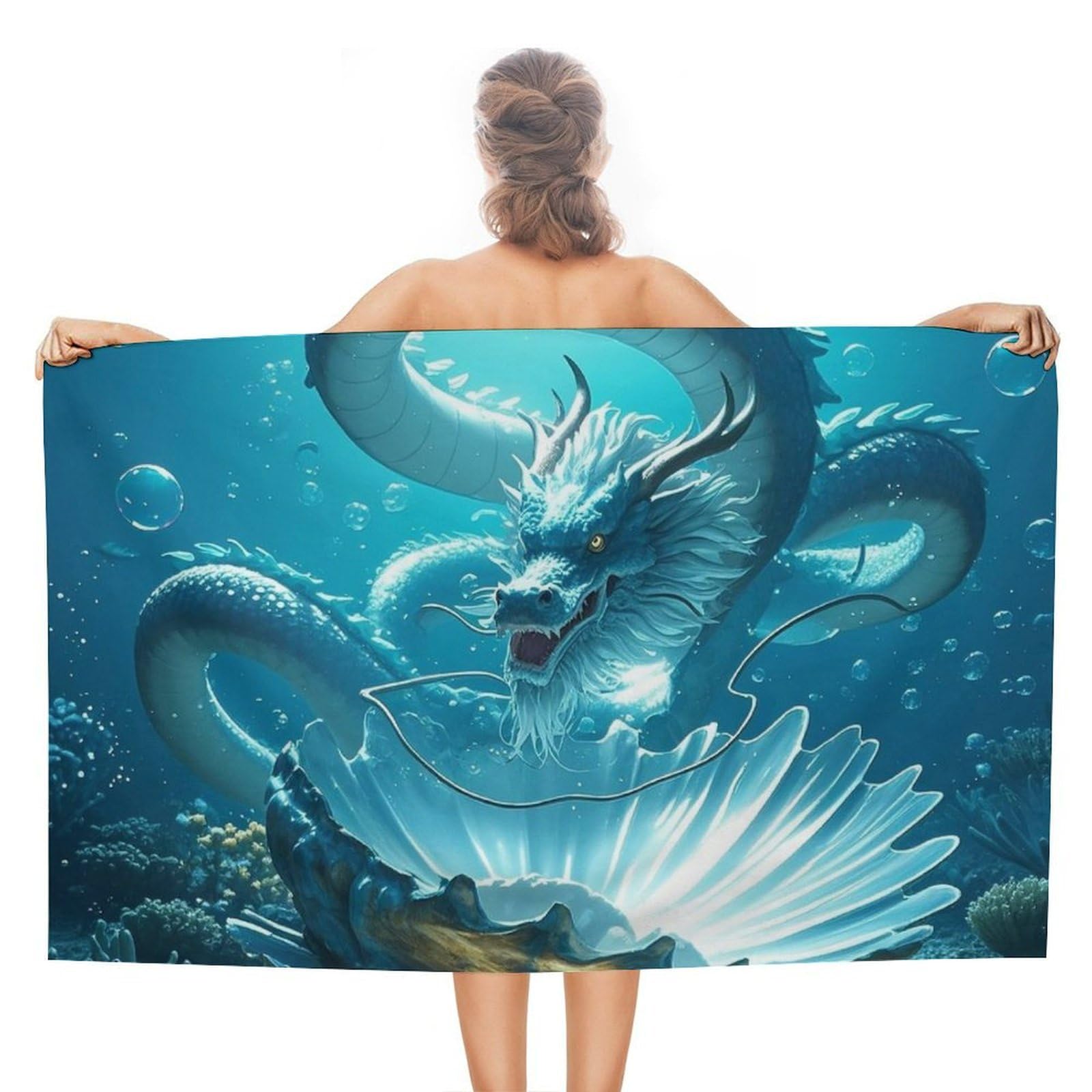 asbwuo The Dragon King Beach Towels Extra Large Quick Dry Absorbent