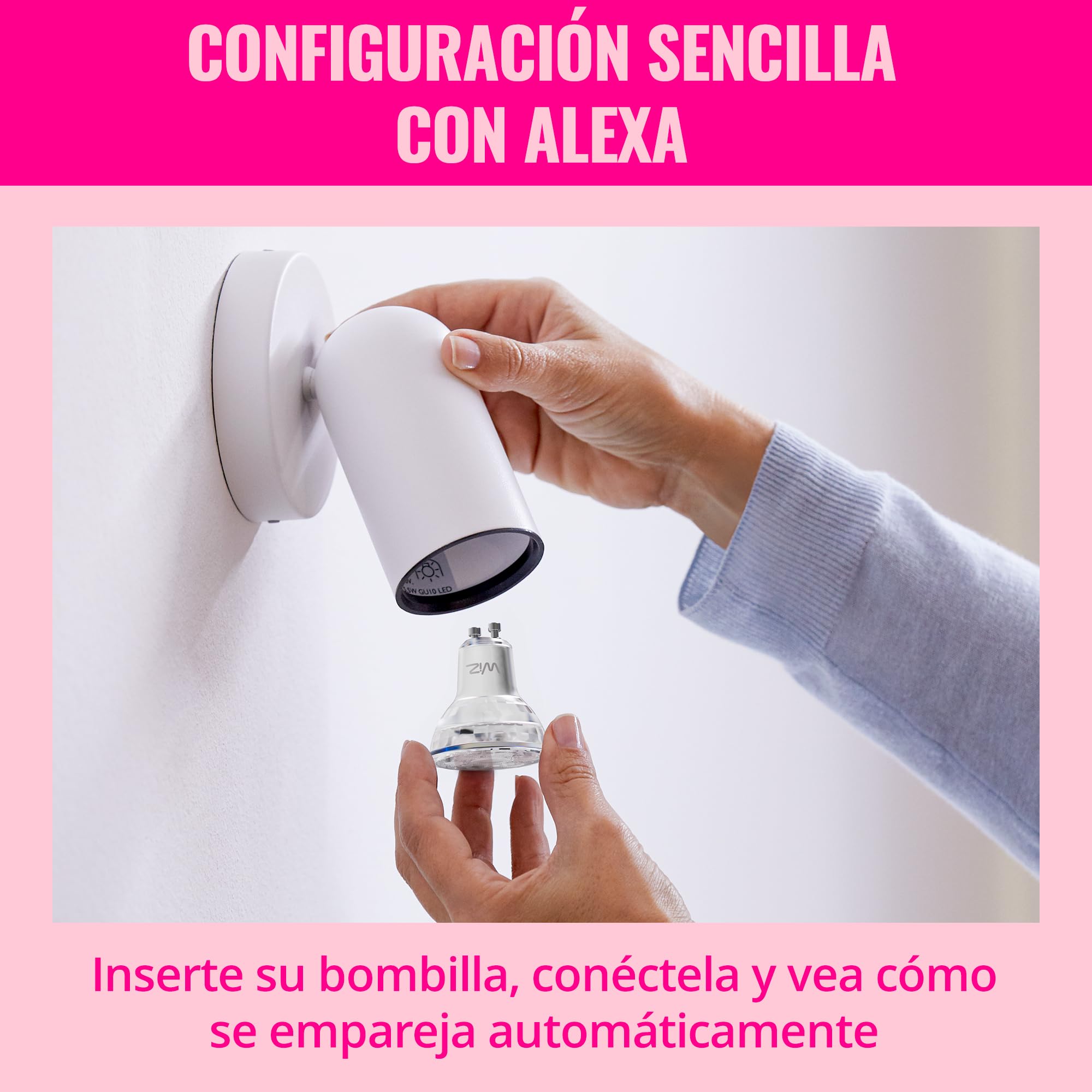 WiZ Foco Inteligente LED de cristal GU10, RGB, equivalente a 50 W, 2200-6500 K, 345 lm, regulable, compatible con Alexa, Google Assistant y Apple Home, 4 ud.