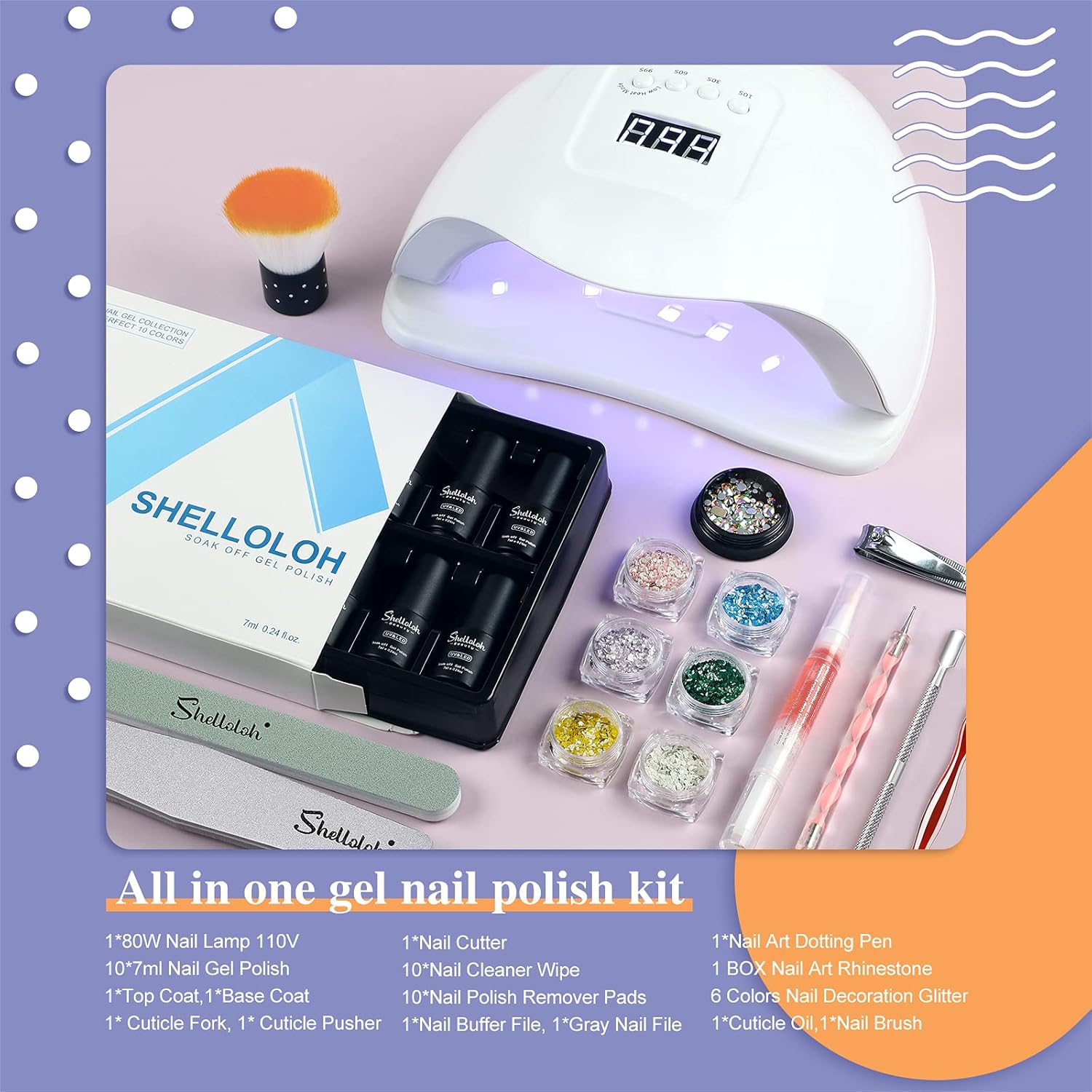 Gel Nail Polish Kit with U V Light 80W Nail Dryer Lamp, 10 Colors Pink Red Gray Gel Nail Polish Set,Soak Off Top Base Coat UV LED Nail Lamp,Decorations Manicure Tools Nail Art Gel Manicure Set : Beauty & Personal Care