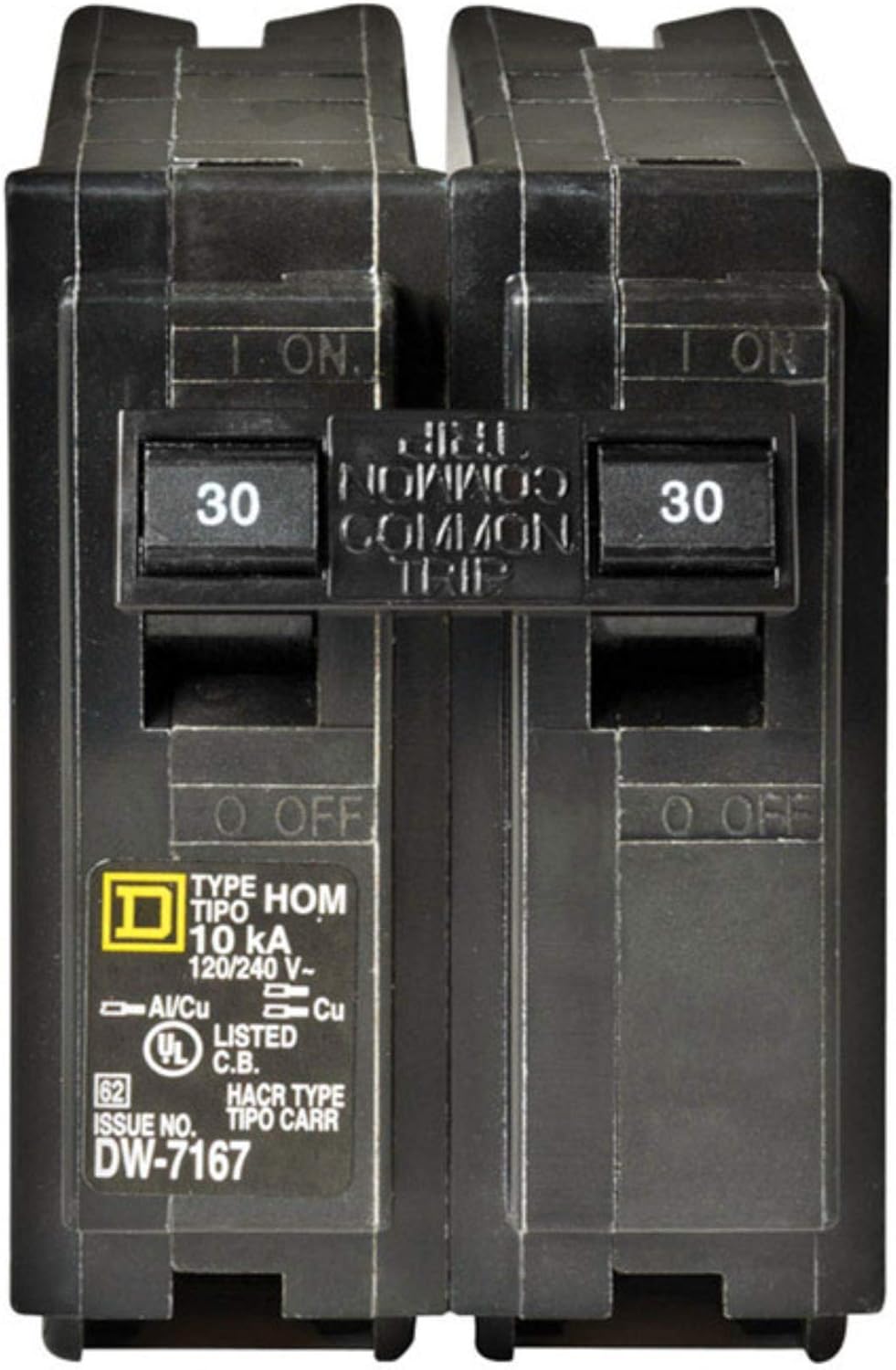 Square D Hom230cp 30a 2p 120/240v Standard Miniature Circuit Breaker Plug-in Mount