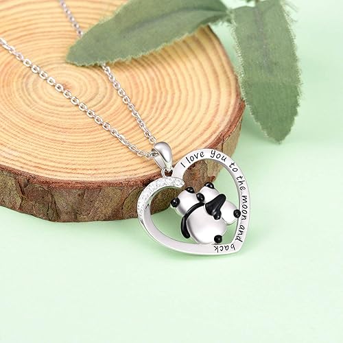 Miniatura 4 de Collar de plata de ley 925 con colgante de corazón de bambú grabado "I love you forever", Metal, Circonia cúbica