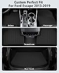 Floor Mats & Cargo Liner Custom Fit for Escape & C-max 2013-2019 All Weather TPE Rubber Floor Liners Full Set Liners Cargo Protector & Door Sill Guards for Ford Escape Accessories