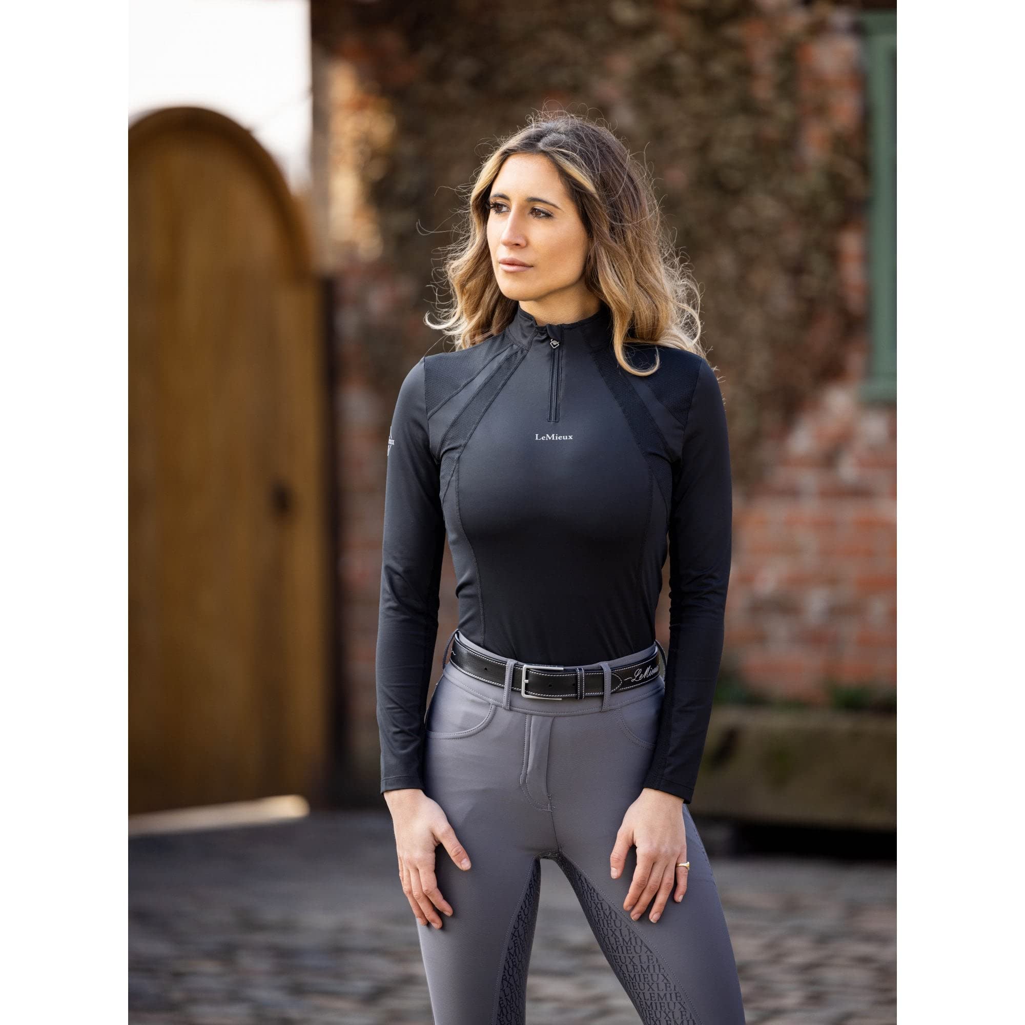 LeMieux Mia Mesh - Capa base de manga larga – Corte ajustado – Tejido transpirable que absorbe el sudor – Protección UV 50+