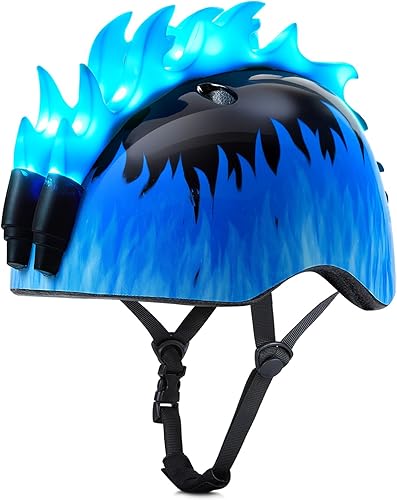 Casco de bicicleta para niños pequeños con luces LED, casco para niños de 3 a 8 años, cascos de bicicleta ajustables para niños pequeños para