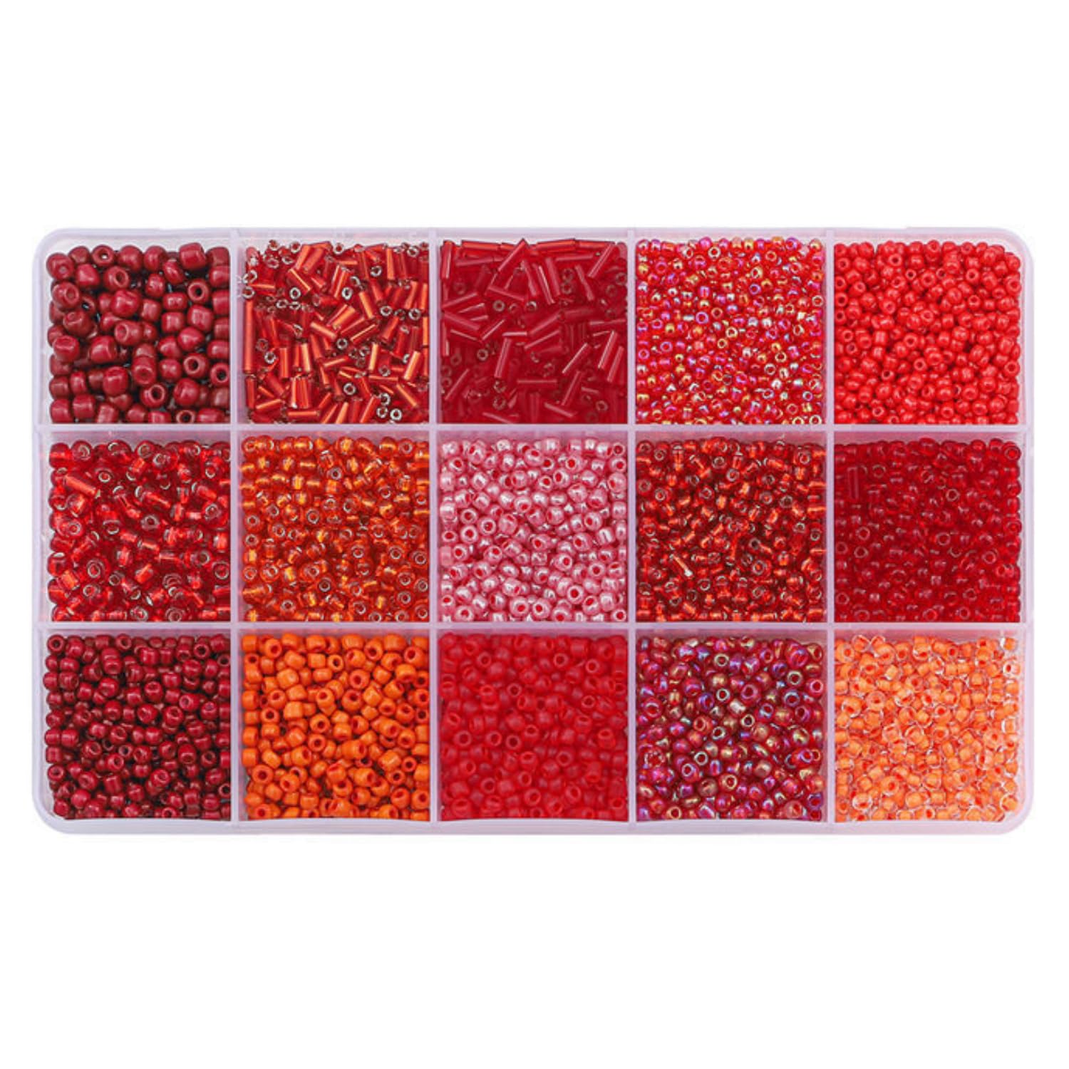 Basigeese Mix 15 Color Glass Seed Beads Tube Beads Glass Bugle Beads ...