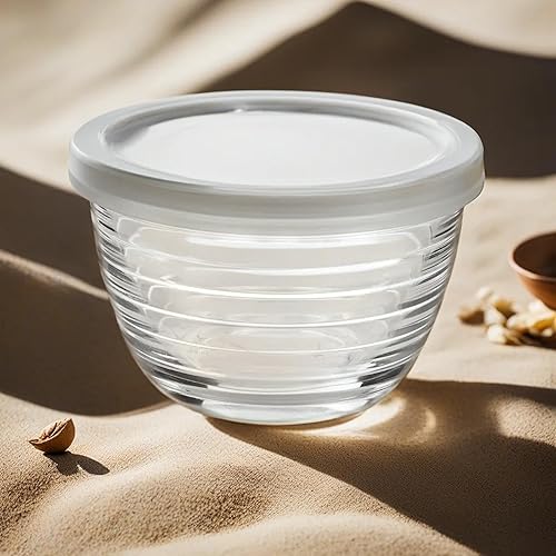 Miniatura 5 de Juego de 16 tazones de vidrio pequeños con tapas herméticas, tazas apilables de 8 onzas, 8 tazas de caldo transparentes Mise en Place para