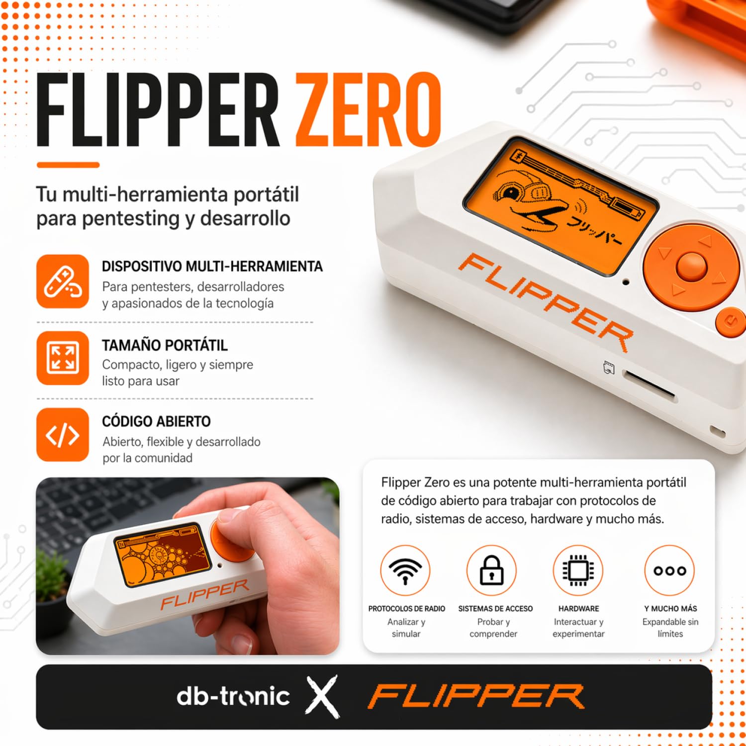 Flipper Zero Starter Full Set | Flipper Zero | Placa de Desarrollo WiFi | Funda de Silicona | Tarjeta de Memoria 64 GB | Lector de Tarjetas USB
