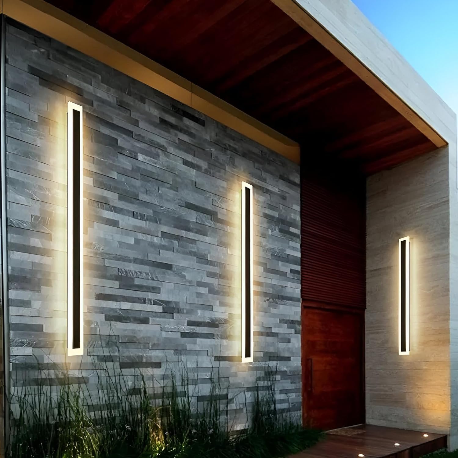 Outdoor Modern LED Wall Light, Outdoor Garage Porche, Waterproof Exterior Sconce, Black and White, Long Bar Design, Wall Exterior Light (32 inch)