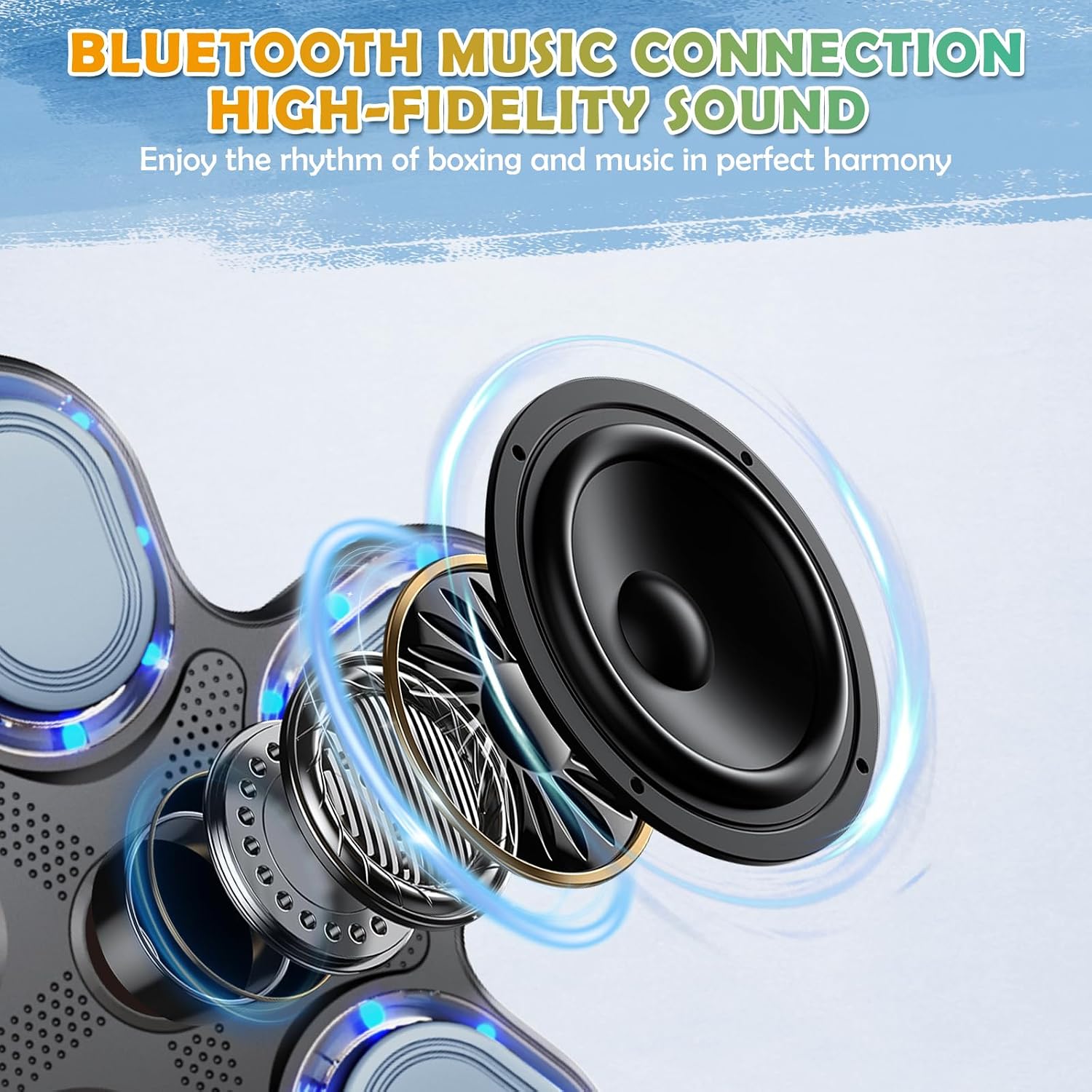 Music Boxing Machine for Adults, Bluetooth Smart Boxing Training Machine, Wall Target Punching Workout for Kids, Fun Fitness Equipment, Reflex Training Suitable for Home, Office, Gym