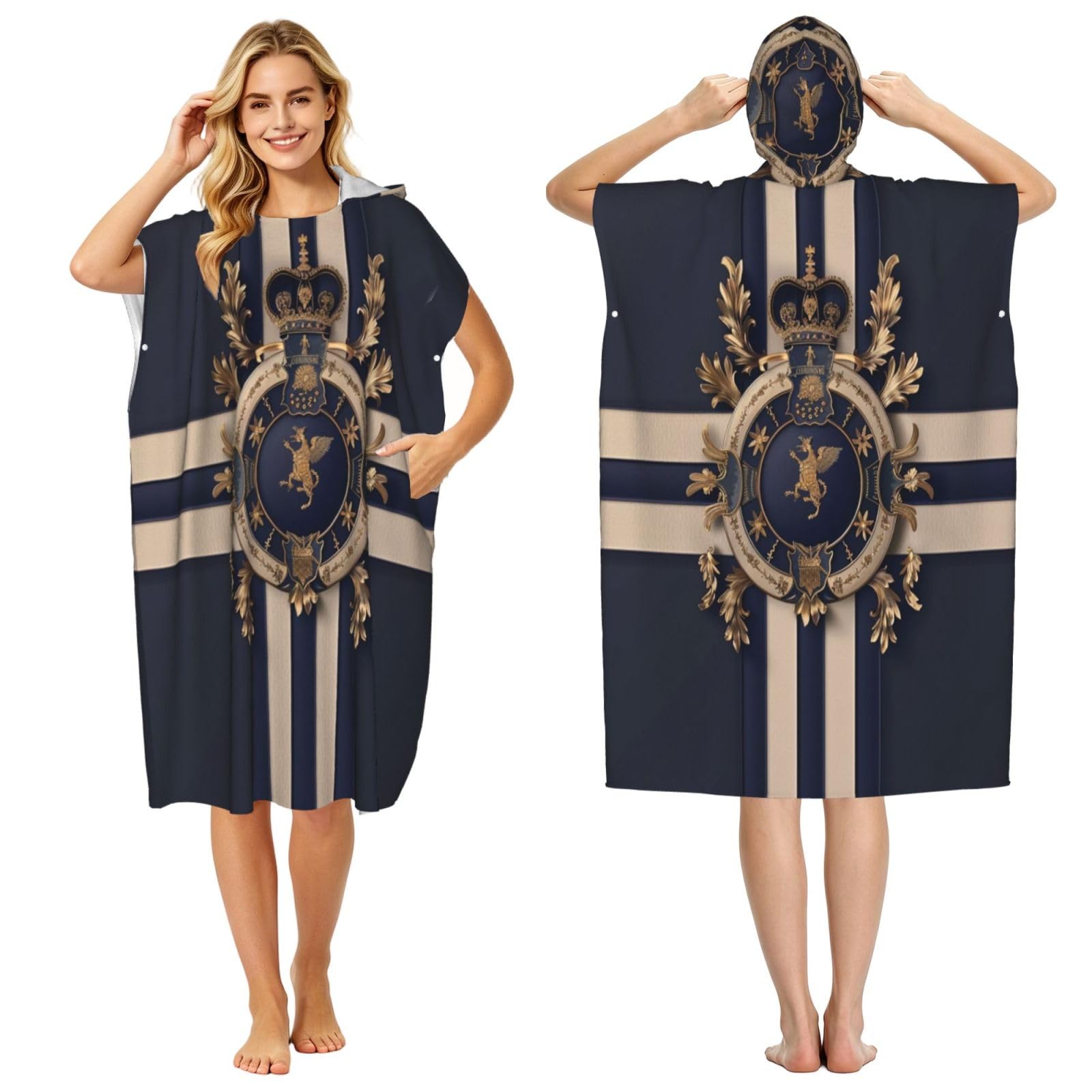 DTHKJNLSF Saarland State Flag Adult Hooded Beach Poncho Towel