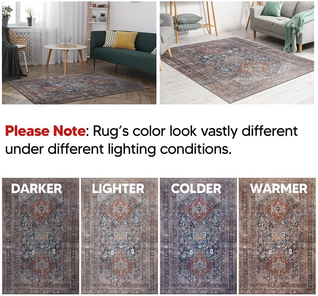 Keen Home Design 2x10 Rug - Machine Washable Runner Rug with Non-Slip Backing, Ideal for Hallway, Entryway, Kitchen, Laundry Room - Vintage, Easy Clean, Durable, Low Pile - (2'6" x 10')