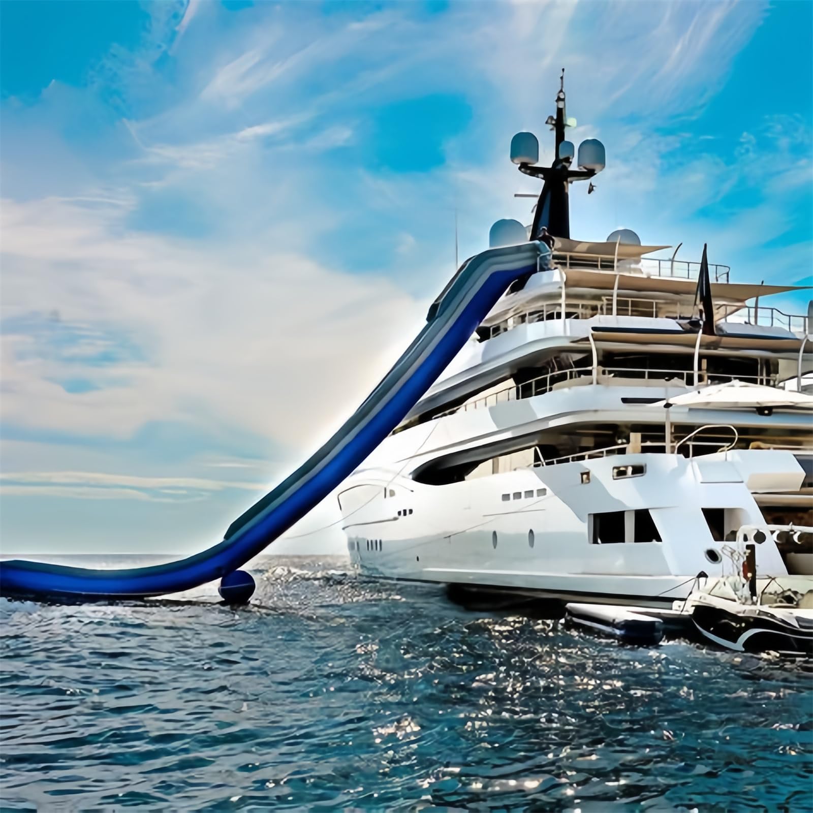 asdchZen Inflatable Yacht Slide for Lake, Sea Party Entertainment, Commercial Grade Water Amusement Equipment with Electric Air Pump (19.6Ft/6M)