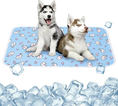 Dog Cooling Mat, Durable Pet Cool Mat, Extra Large 70x90cm Washable Self Cool Ice Silk Pad, No Need to Refrigerate Pet Cool Bed Dog Mat for Indoors Outdoors Car Summer Use