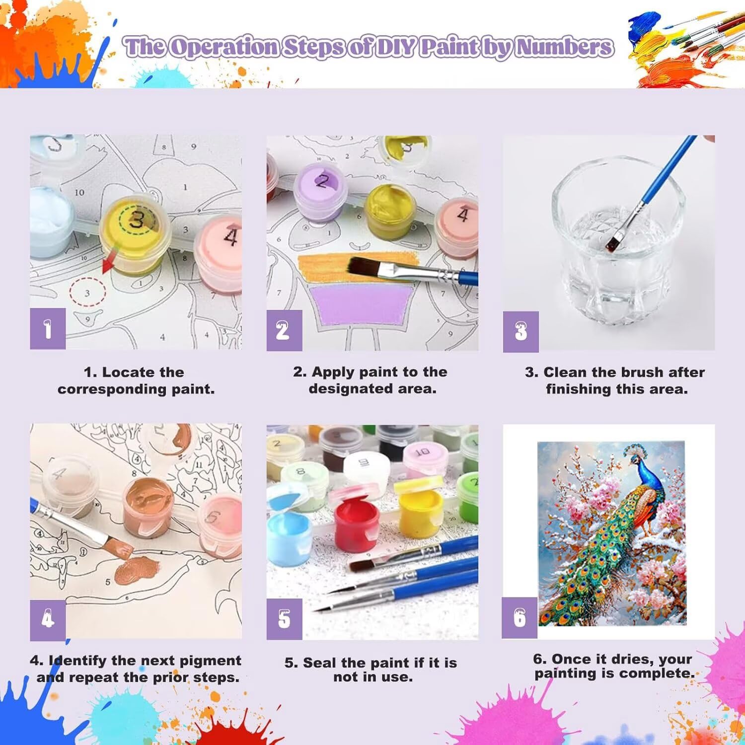 WEISHIWE Dipingere con i Numeri Adulti Pavone in inverno, 80x100cm s-152 | Pittura a Olio Kit, fai da te Quadri da Dipingere Numerat, Adulti Bambini Hobby Creativi,Pittura Adulti Decora la Casa Regalo