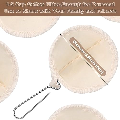 Miniatura 2 de 4 coladores de filtro de café de franela reutilizables con mango de acero inoxidable, hechos a mano, accesorios de café para uso en casa y oficina