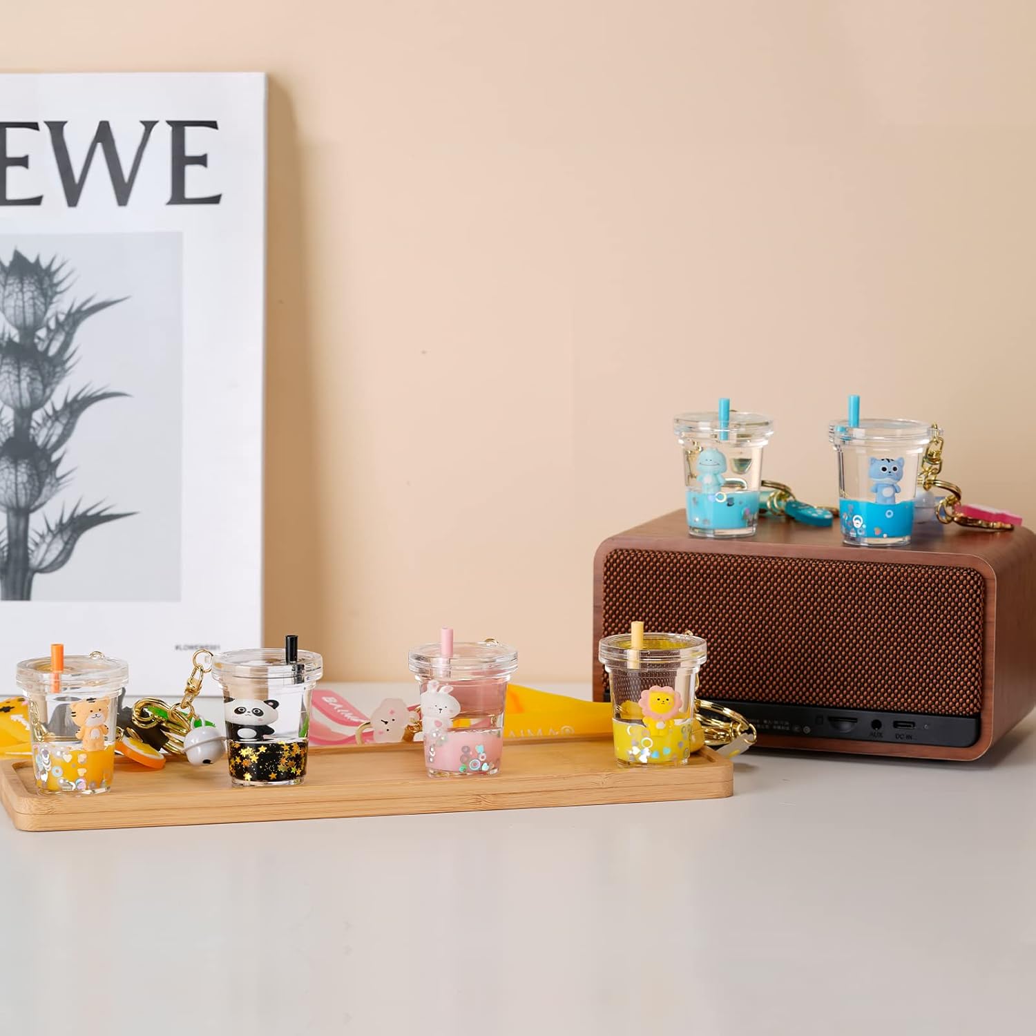 YOU WIZV Liquid Keychain, Kawaii Cute Tea Keychain Accessories for Backpacks, Adorable Key Chain for Girls, Women, Daughters, Sister - Set of 2 - Image 6