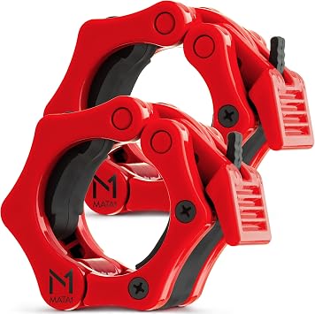 Premium Olympic Barbell Clamps, Ultimate Locking Weight Clips for Weightlifting & Bodybuilding Training, Standard 2" / 5 cm Barbell Collars w/Quick-Release Mechanism