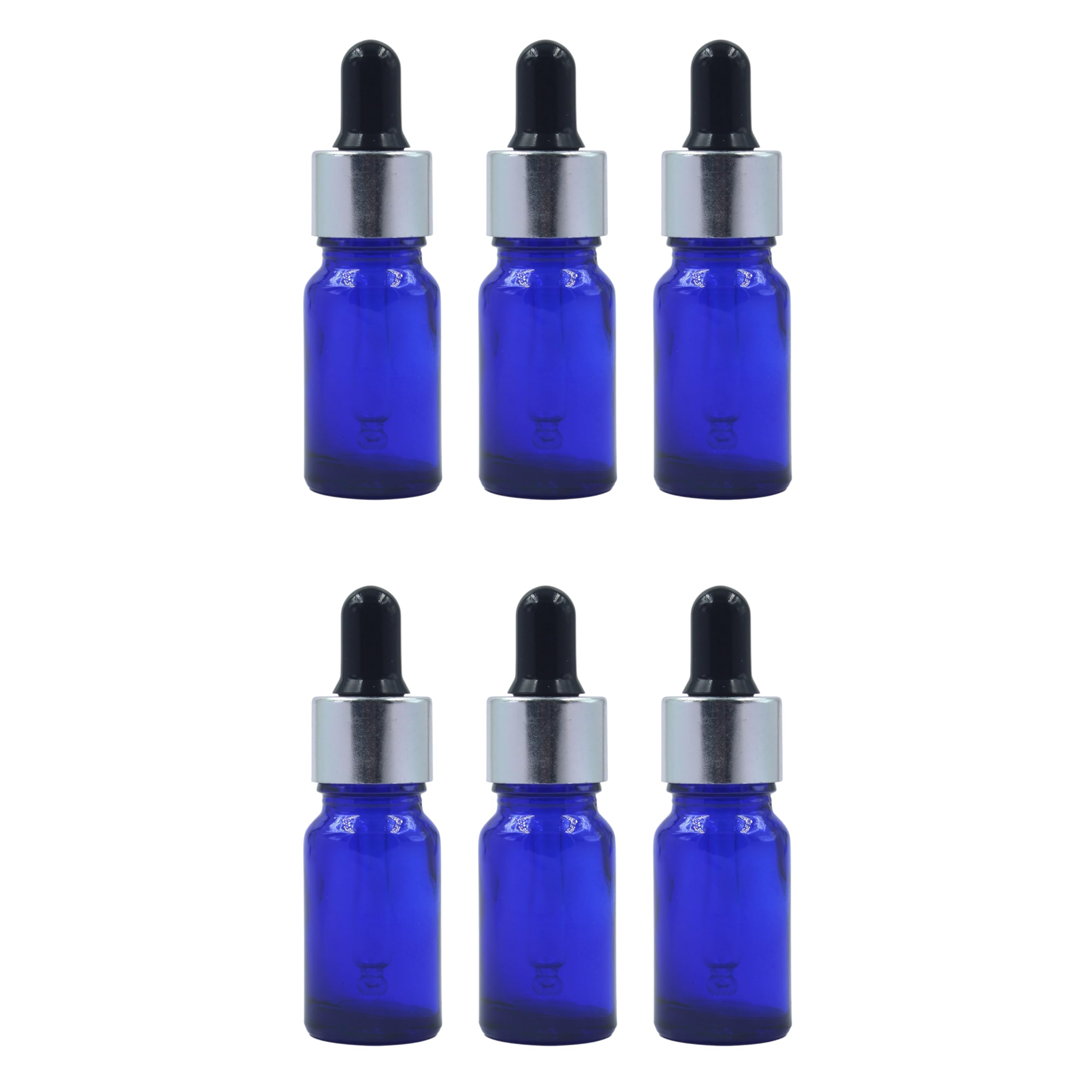Blue Glass Bottle with Euro Dropper for Essential Oil, Fragrance,DIY Beauty care with Silver ring + Black Silicone Teat, Leak Proof, Reusable, Refillable. 10ML - Pack of 6-image-25