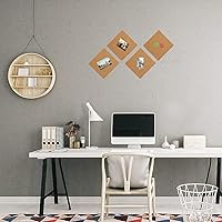 Vista 5 de Pizarra de corcho de 12 x 12 pulgadas, 1/2 pulgada de grosor, minipared con 50 alfileres, respaldo autoadhesivo fuerte, paquete de 4