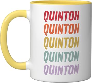 quinton Ceramic Mug, Yellow/White