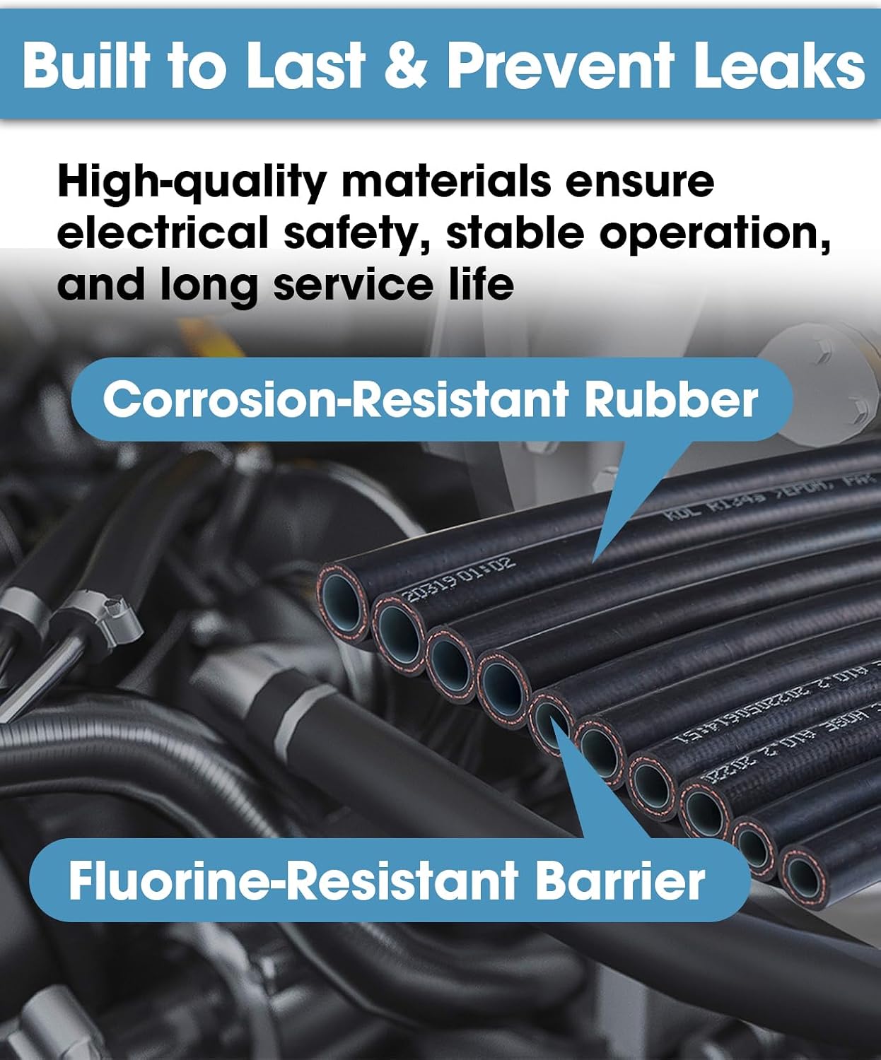 26 Pcs 9.5Ft Universal AC Hose Kit for R134a Type Interface, #6#8#10 Air Conditioner Ext Length Hoses with Straight and 90 Degree Fittings, with Pipe Cutter