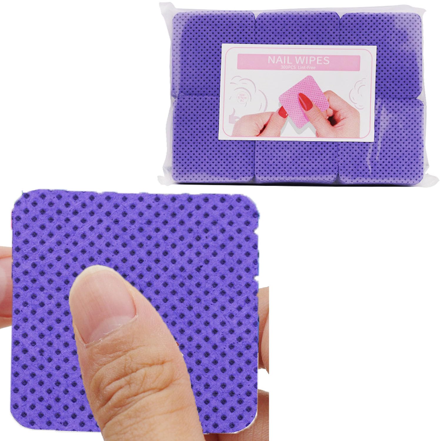 Muiltvoe 300 PCS Lint Free Wipes for Nails, Nail Wipes for Gel Polish, Gel Removal Soft Pads, Polish Pads UV Gel Absorbent Remover Wipes Meltblown for Clean DIY Nail Art, Clean Skin (White)