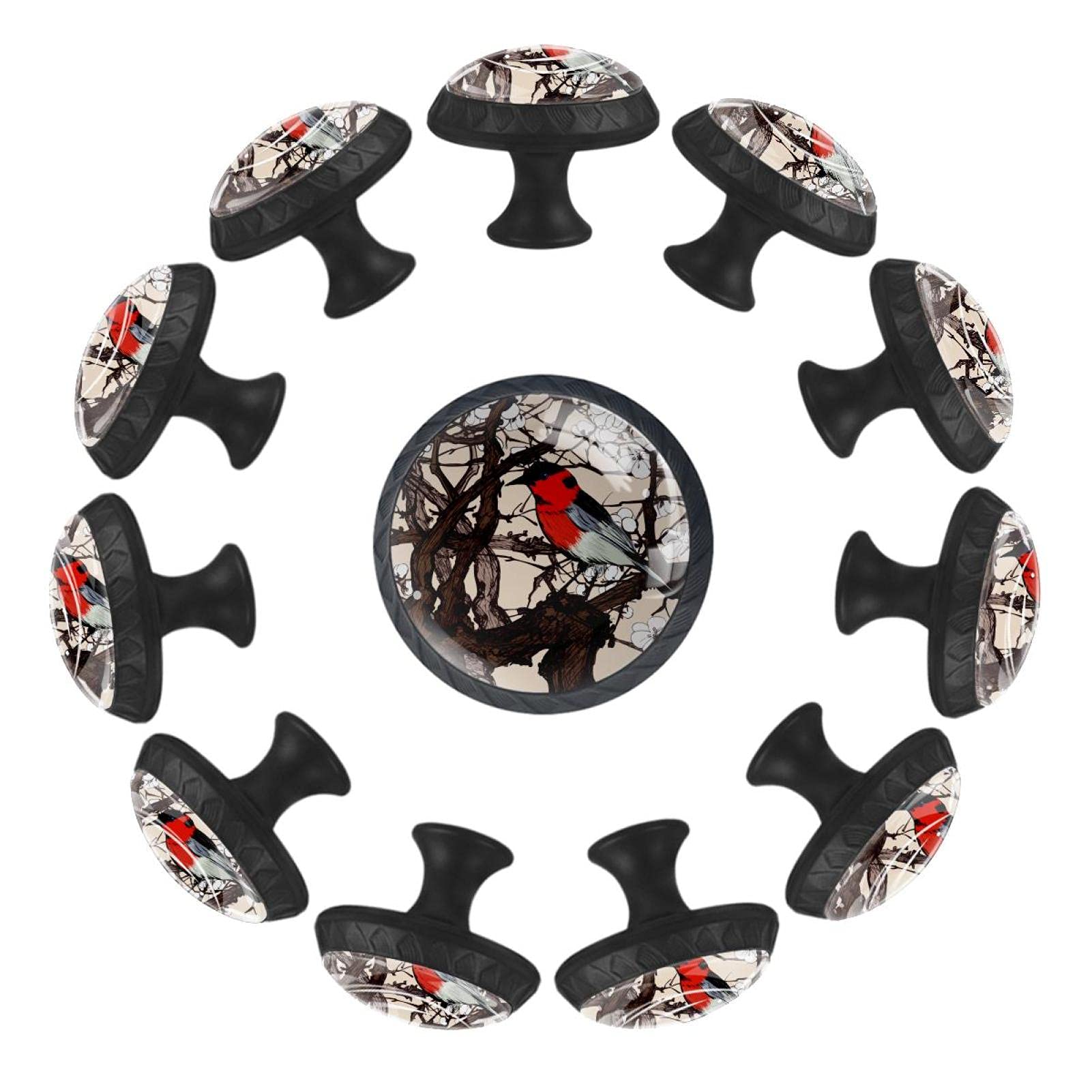 Boutons de tiroir oiseau rouge lot de 12 pour rénover un meuble de chambre