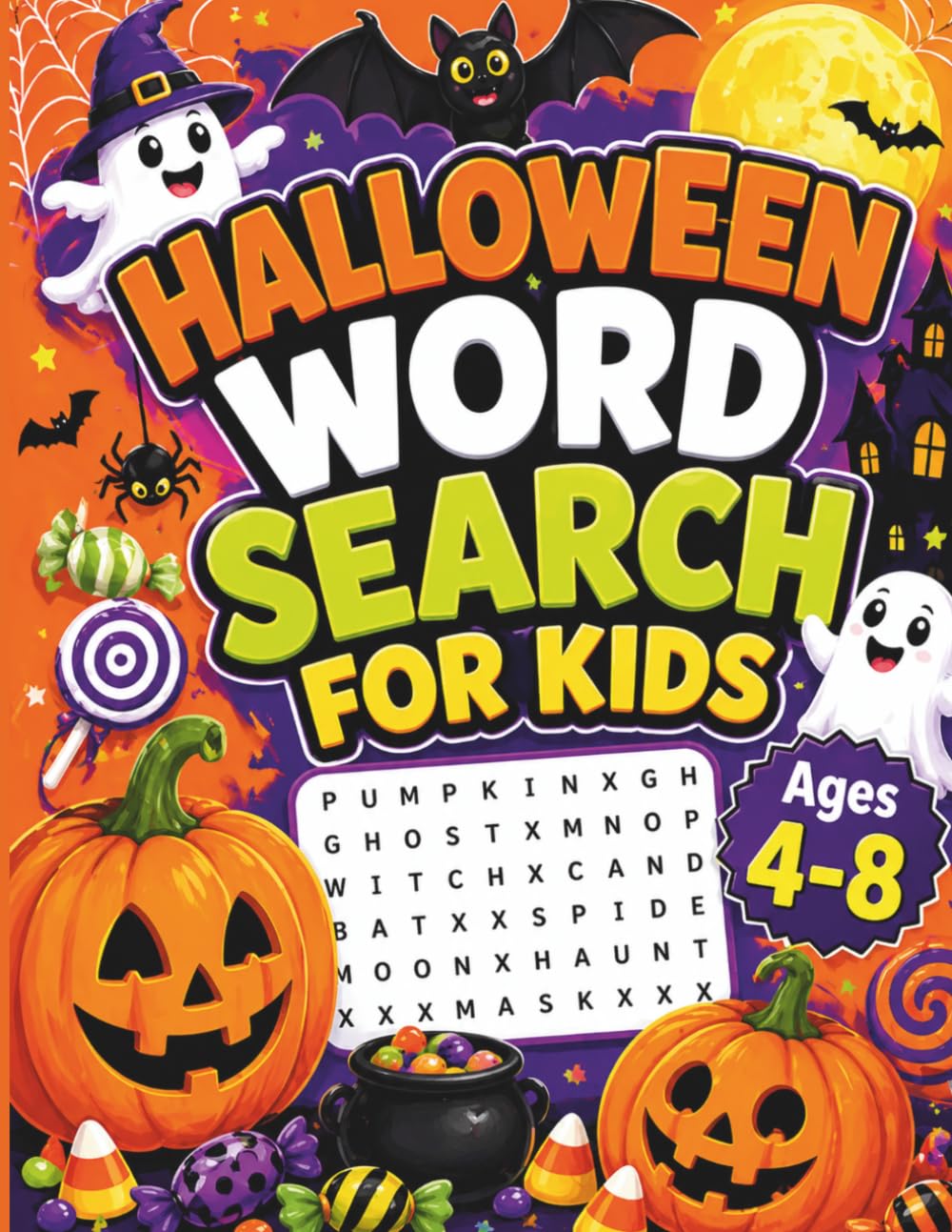 Halloween Word Search for Kids Ages 4-8: Fun and Easy Puzzle Book with Spooky Words, Pumpkins, Ghosts, and Candy | Large Print Activity Book