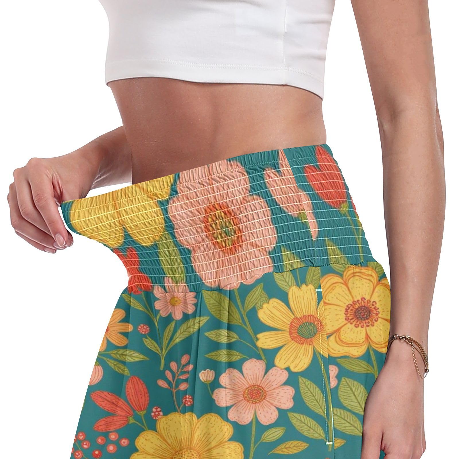 Tropic Bloom damskie spodnie palazzos luźne spodnie do relaksu w domu