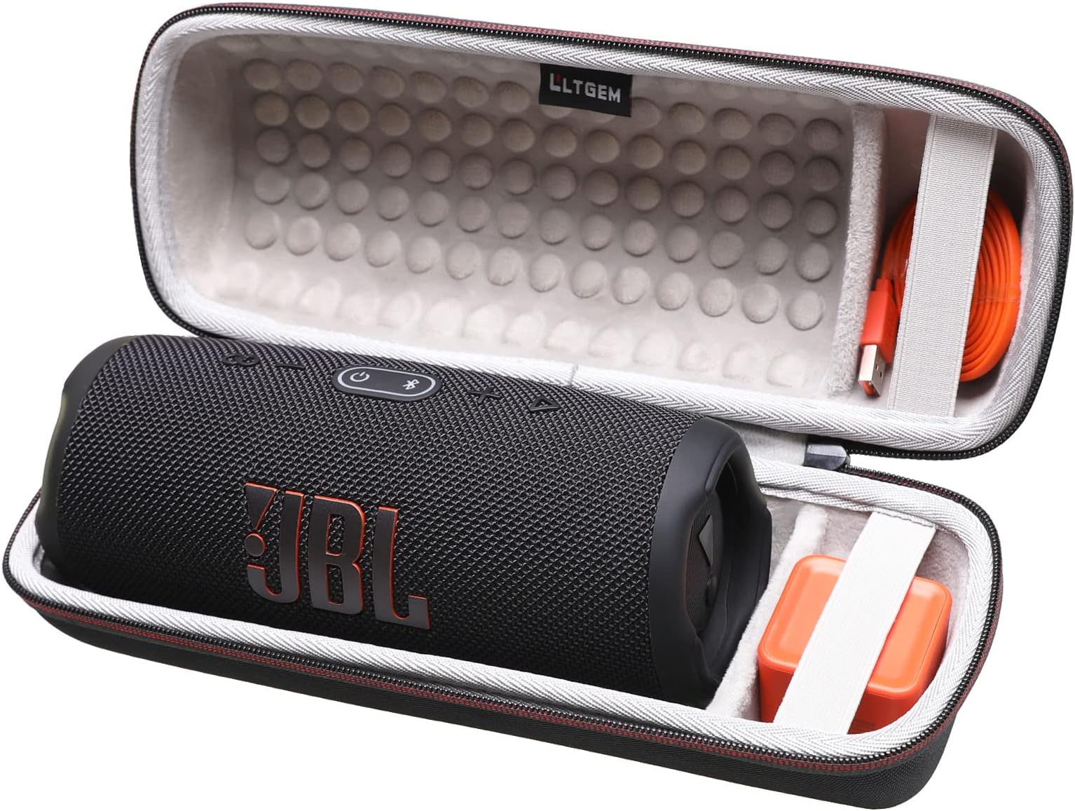 LTGEM Case for JBL Charge 4/JBL Charge 5 Speaker Carrying Case Hard Storage Travel Protective Bag Fits Charger and USB Cable (Velvet Grey)