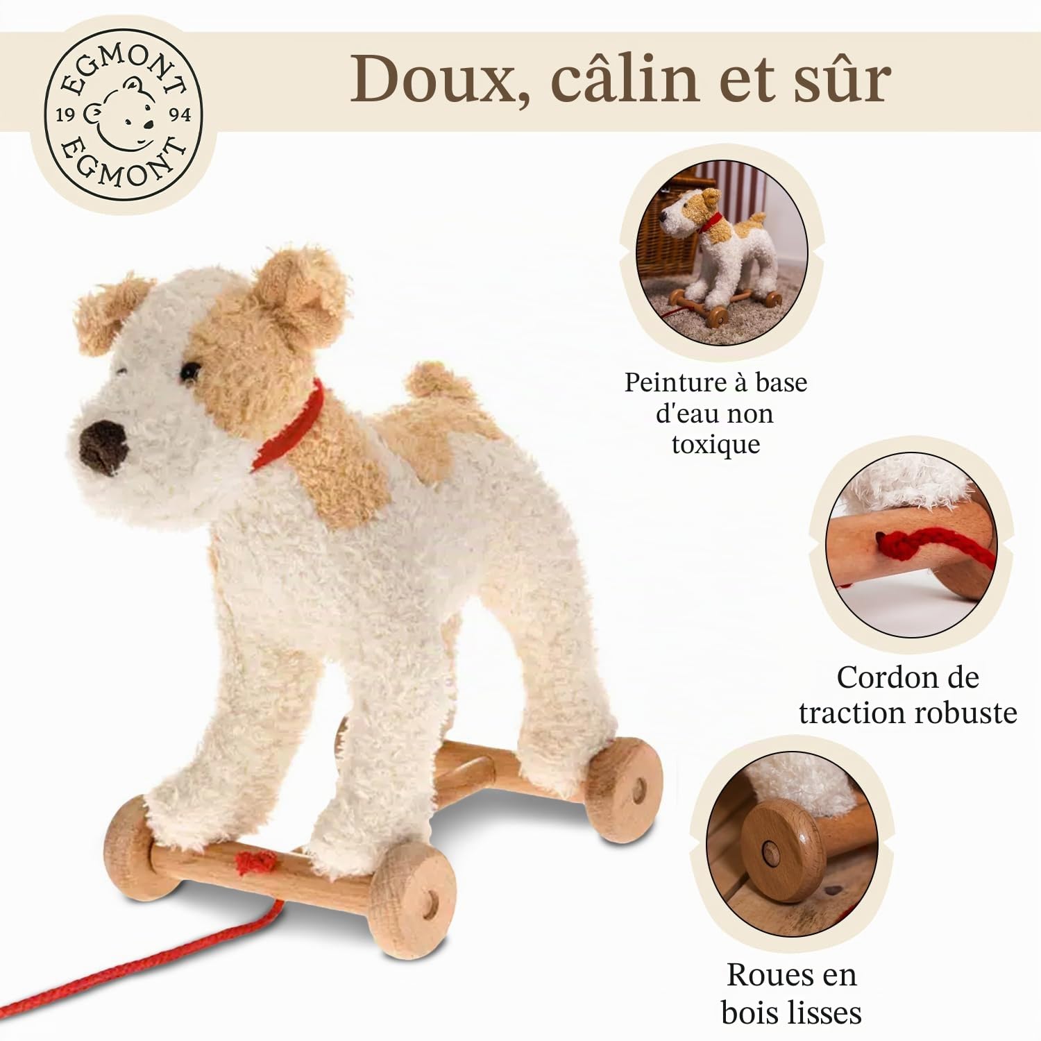 Egmont Toys Jeu de traînée en Bois et Peluche pour Chien Eliot, Filles à partir de 12 Mois, Multicolore (591022), Divers
