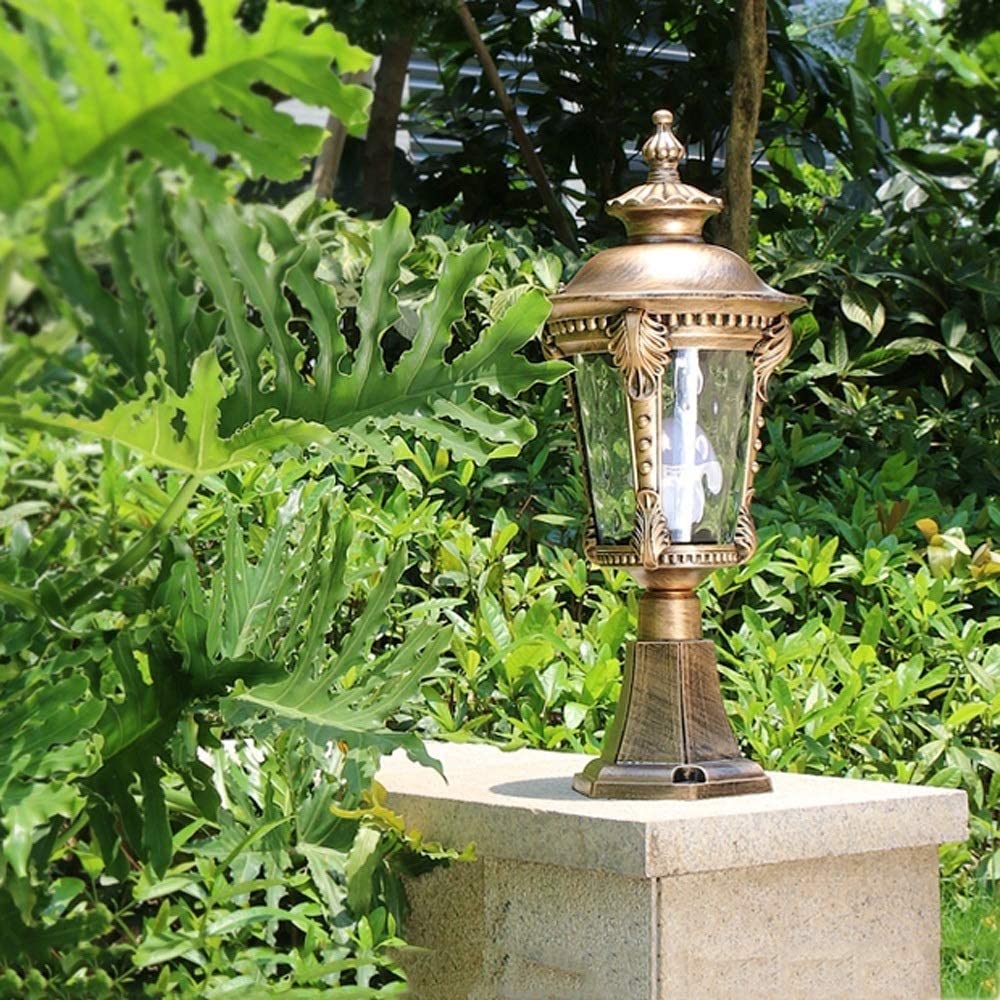 Traditionelle Laterne Victoria mit einem Kopf aus Glas, wasserdicht, Türpfostenlampe für den Außenbereich, E27, aus Aluminium, ideal für die Dekoration eines Stadtgartens oder einer