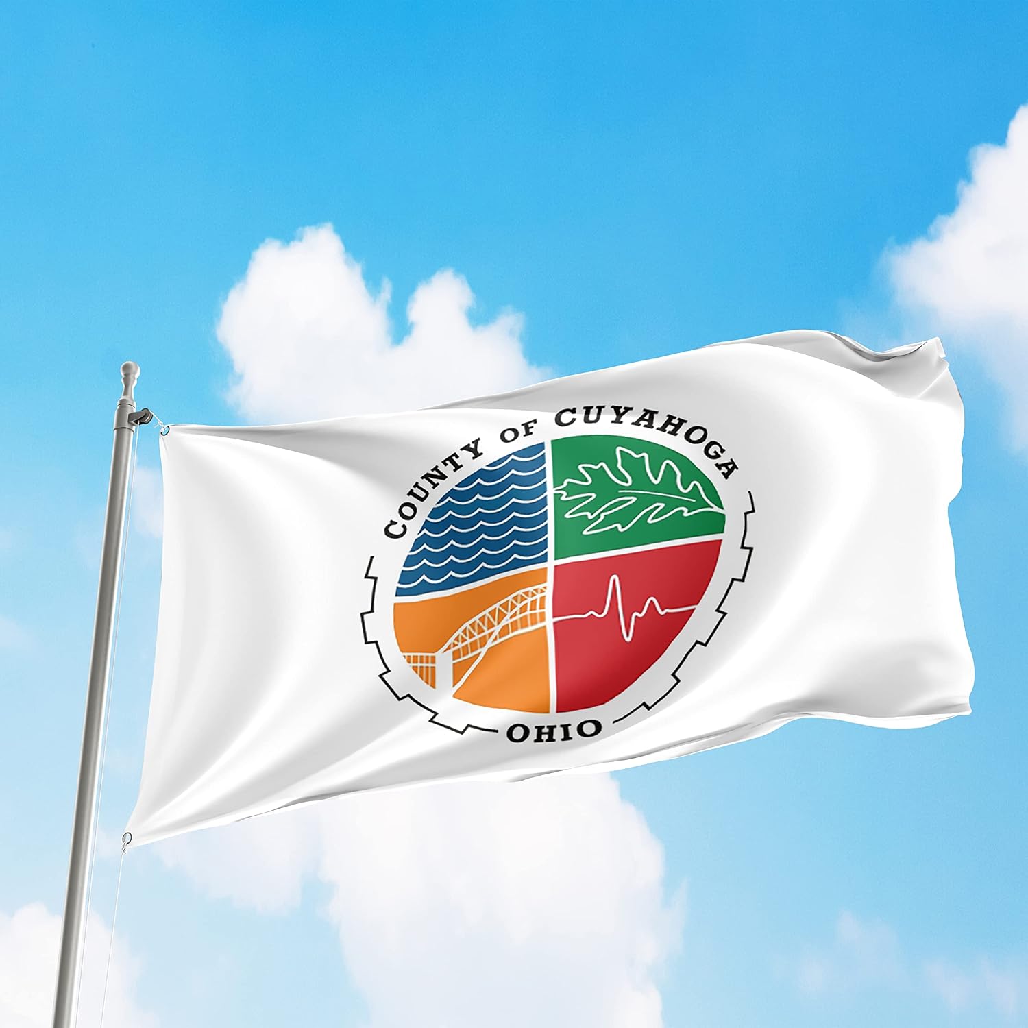 Cuyahoga County Ohio 3x5 feet Flag Banner Vivid Color Double Stitched Brass Grommets (Cuyahoga)