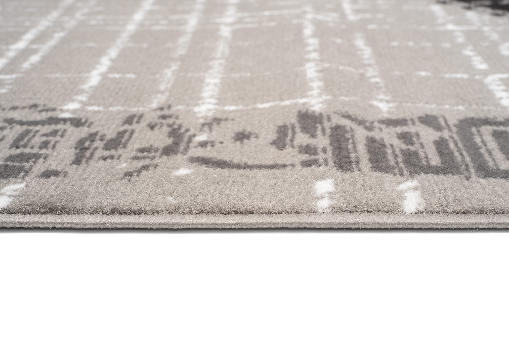 TAPISO Atena Tapis de Salon Chambre Ado Design Moderne Gris Blanc Noir Motif Grec Doux Fin Poil Court 140 x 200 cm