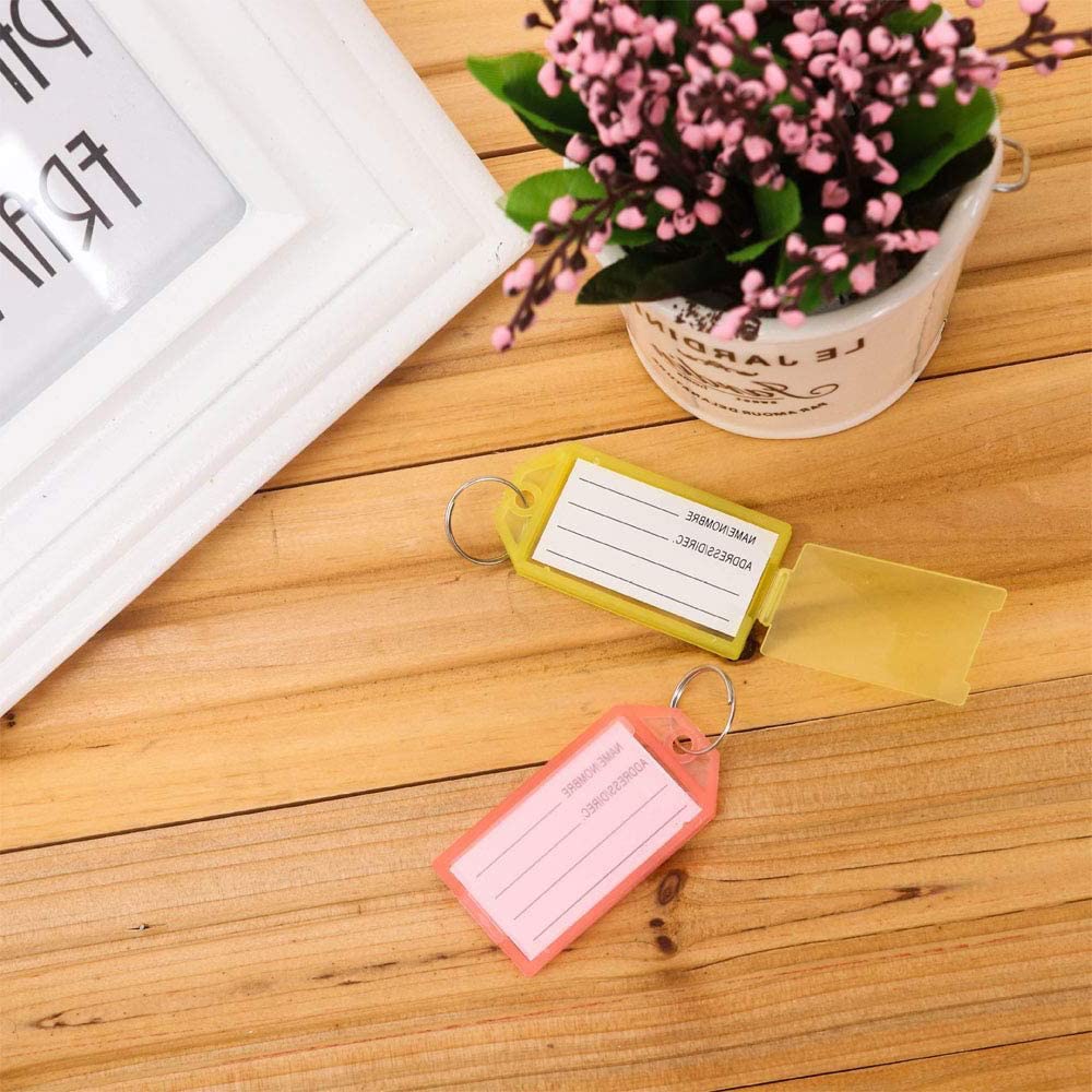 Etichette Per Portachiavi In Plastica - 100 Pezzi, Blu, 5x2.2cm, Per Organizzare Chiavi E Bagagli - Foto 5