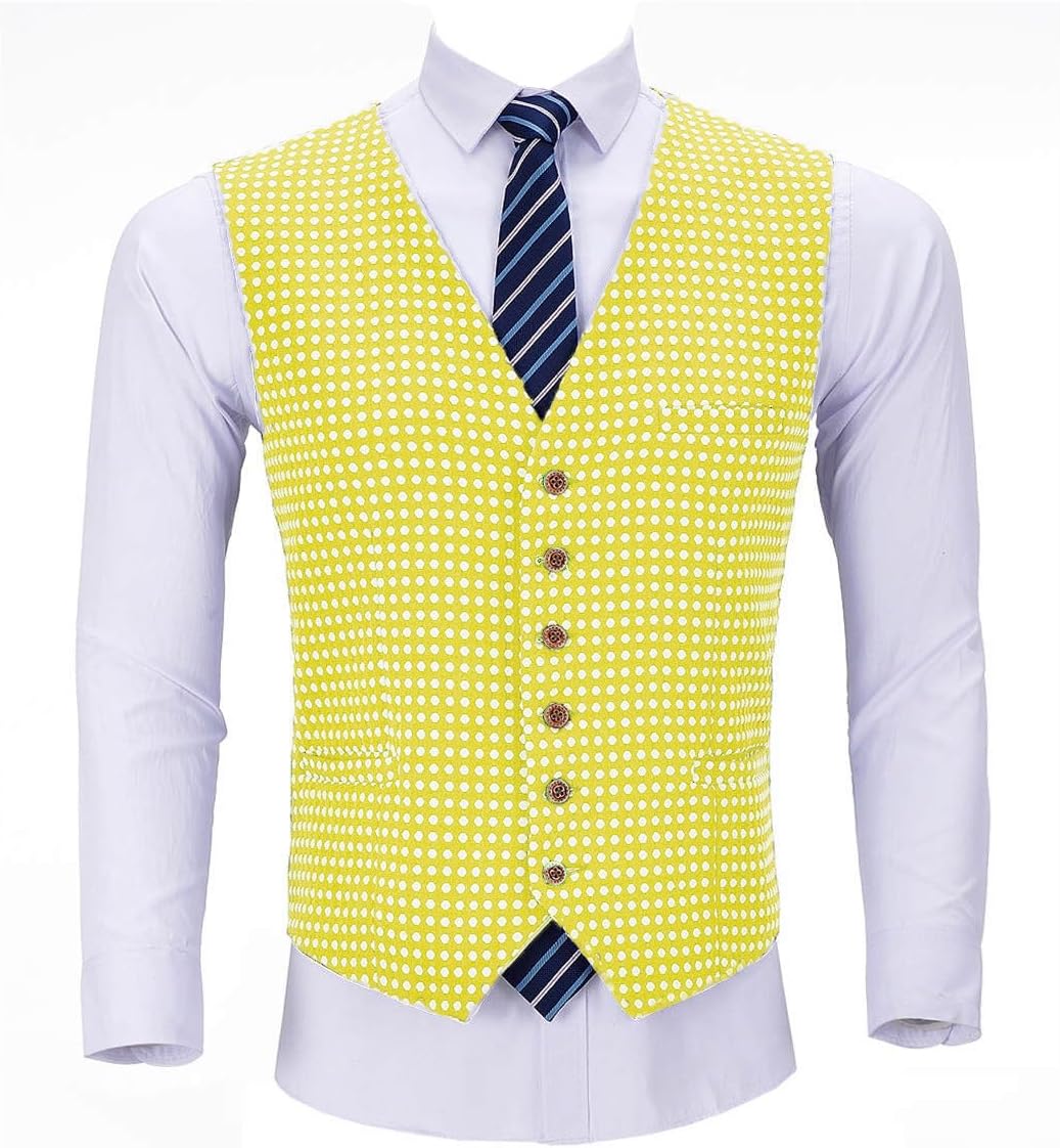 Ulnomio Men's Polka Dots Suit Vest Classic Fit for Homecoming Wedding Waistcoat