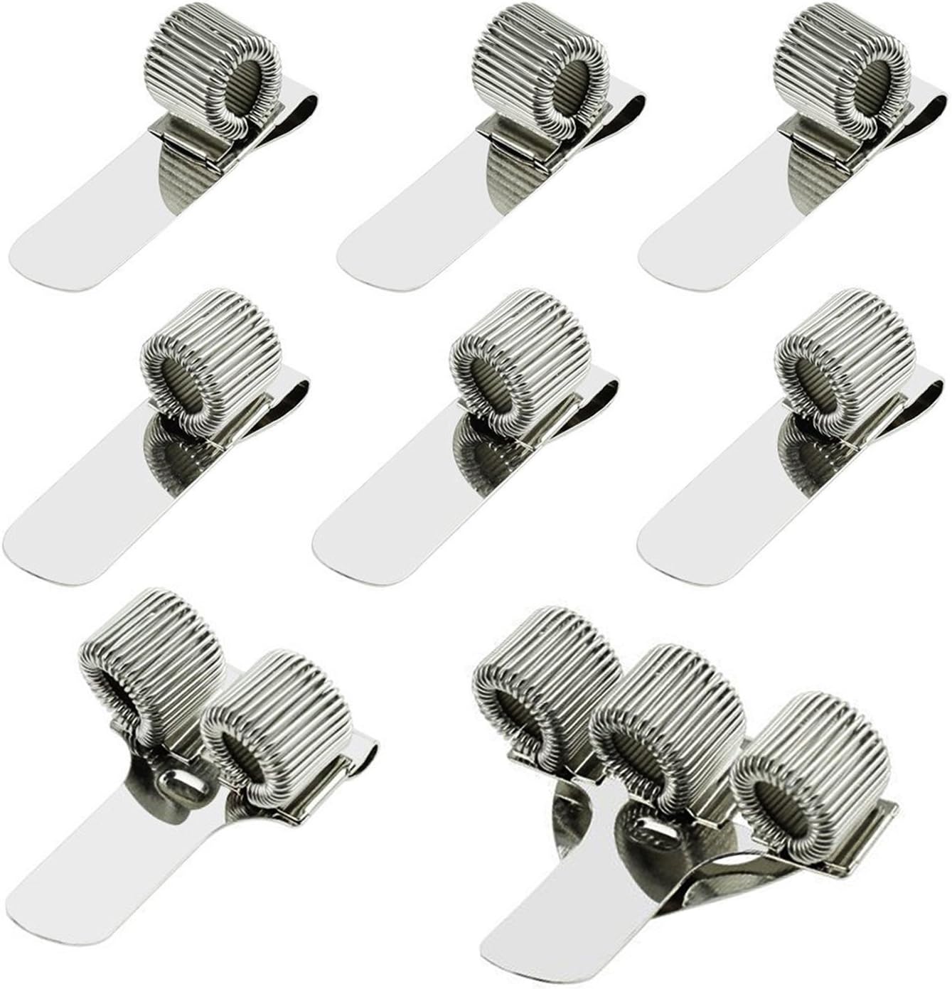 BASEEING Stainless Pen Holder Clip for Notebook and Clipboard with Spring Fits Almost All Pen Size, Use in Home Office Kitchen Car and Pocket 8 Pack (Silver)