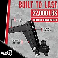 Vista 5 de BulletProof Hitches - Enganche de remolque de caída / subida de 2.5 pulgadas, ajustable y resistente (clasificación para 22.000 libras), con bola