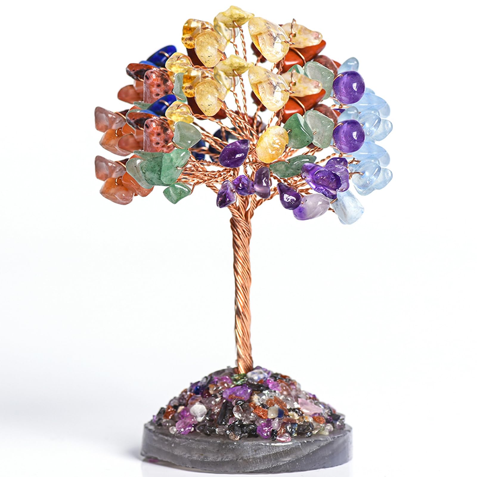 Seven Chakra Tree of Life,Money Dcorations,Crystals and Healing Stones,Reiki Positive Energy Gemstones 7 Chakra Tree,Purple Room Office Desk Feng Shui Decor Meditation Gifts for Women Men