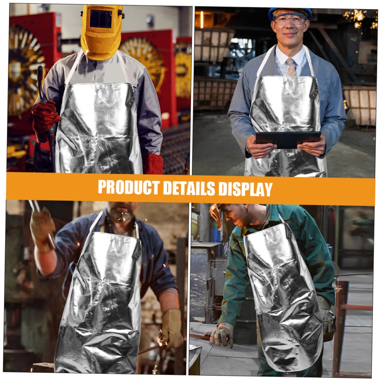 NUOBESTY Industrieschürze aus Aramid mit Aluminiumplattierung Hitzebeständige Schürze mit Verstellbaren Trägern Feuerfeste Schutzkleidung für Industrielle Schmelzarbeiten