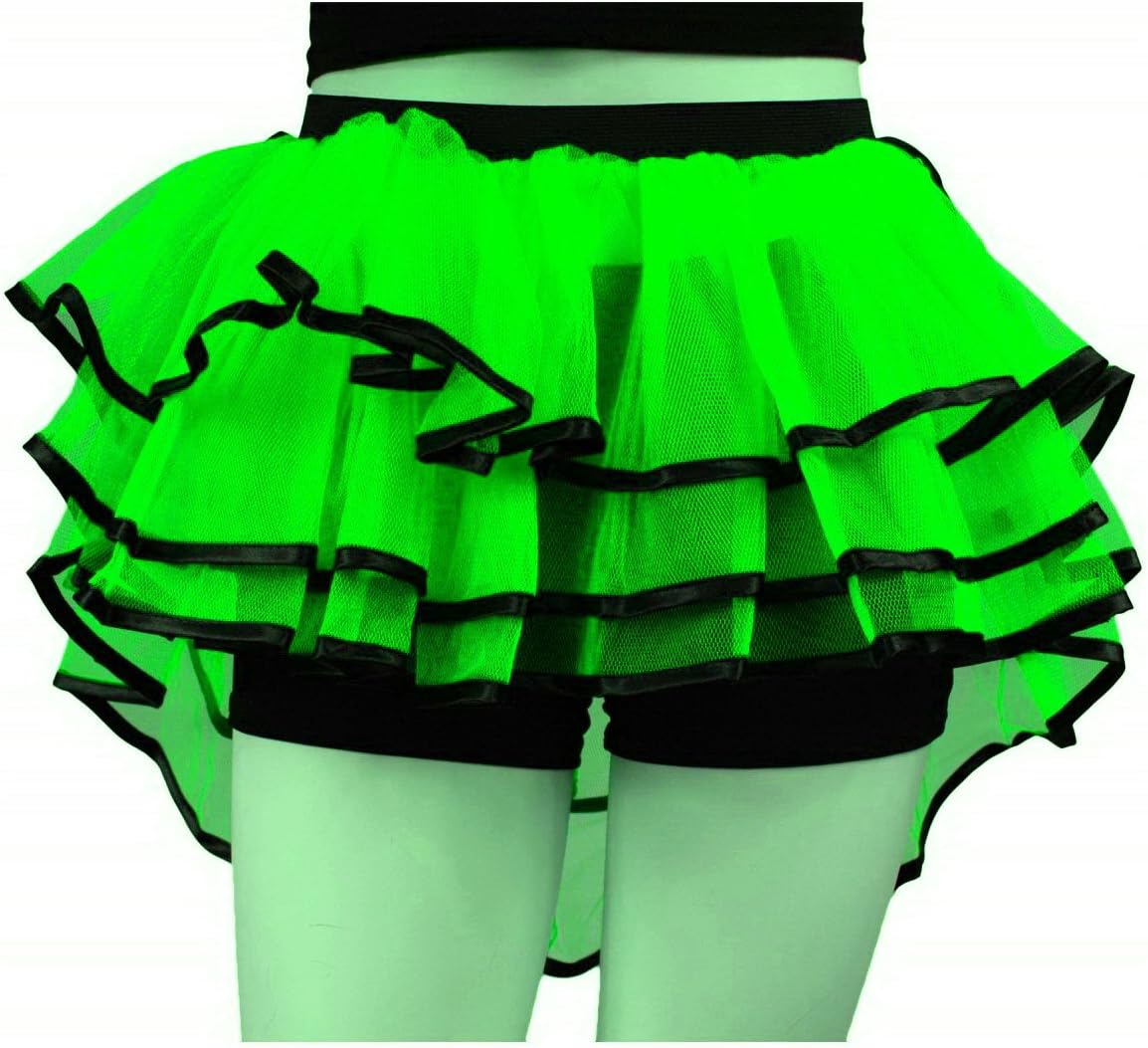 Uv Neon Green Bustle Peacock Layers Party Dance Tutu Skirt Halloween