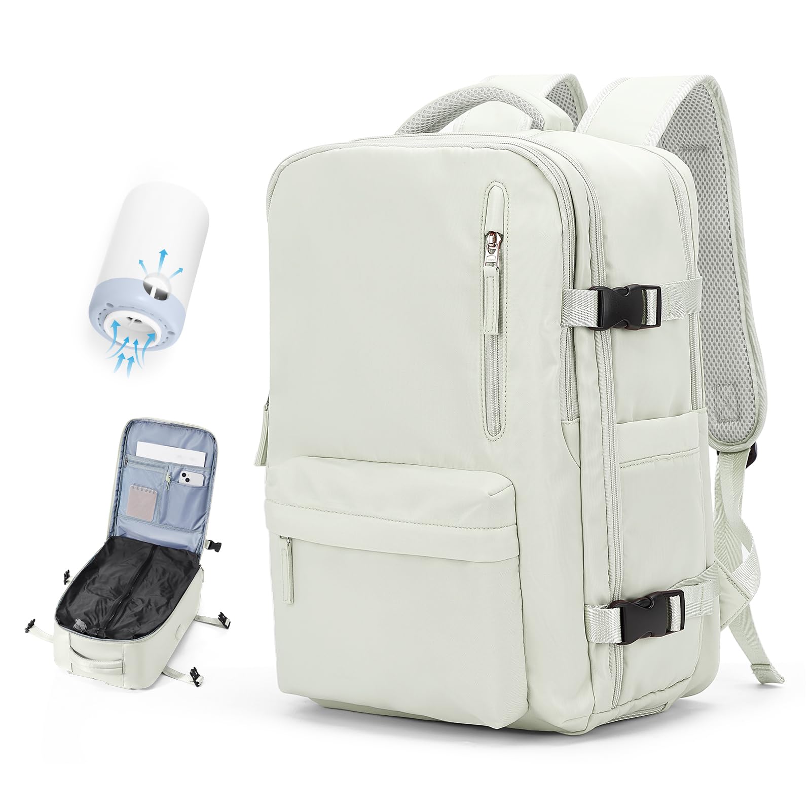 Cabin Bags for Travel, Underseat Carry on Hand Luggage Backpack for Women Airplane Approved Travel Backpack Personal Item Travel Bag 14 inch Laptop Backpack for Business Casual Work Beige — view 25