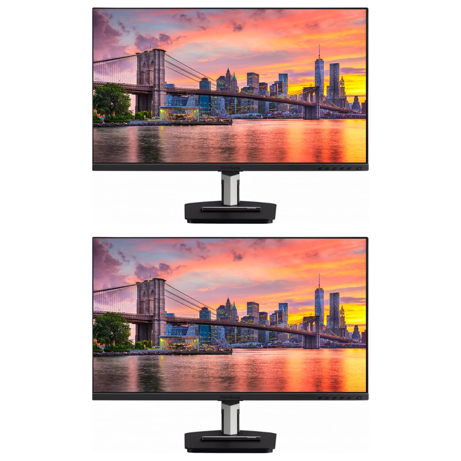 ViewSonic TD2455 24-inch 1080P FHD IPS Premium Monitor, 2-Pack Bundle with 10-Point Touch, Daisy Chain, HDMI, DisplayPort, USB-C, Speaker, Stylus Pen