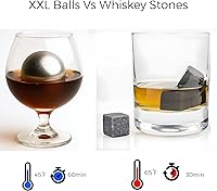 Vista 4 de 2 bolas de whisky de acero inoxidable XXL premium de 55 mm con bandeja para congelador - Piedras para enfriar whisky, bolas de hielo
