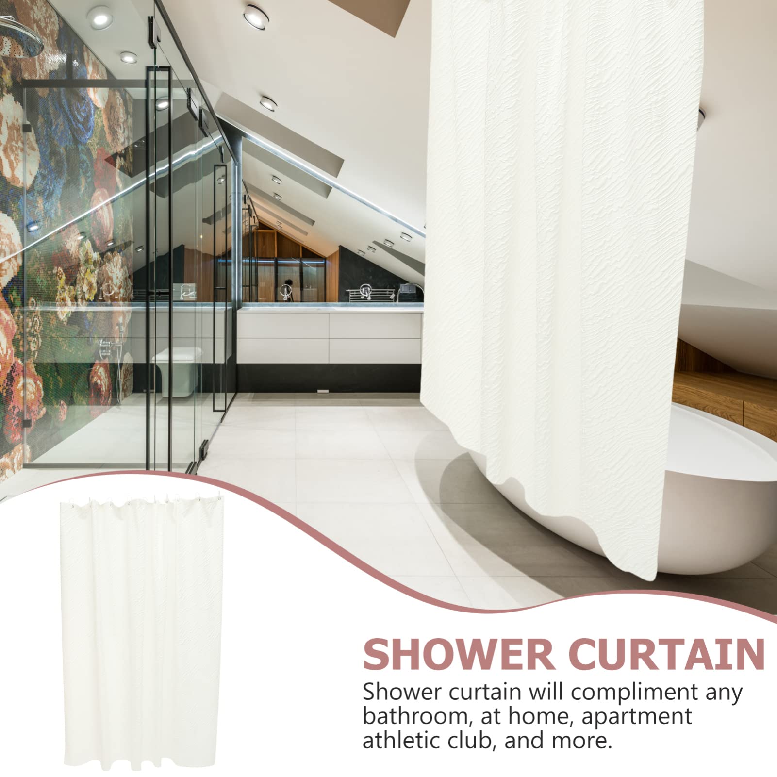 Zerodeko Rideau De Douche Polyester Rideau De Douche Imperméable pour Salle De Bain avec Crochets