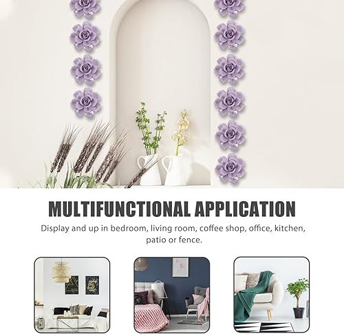 Miniatura 4 de Veemoon Decoración de pared de cerámica rosa artificial 3D para sala de estar dormitorio cocina baño comedor oficina decoración del hogar
