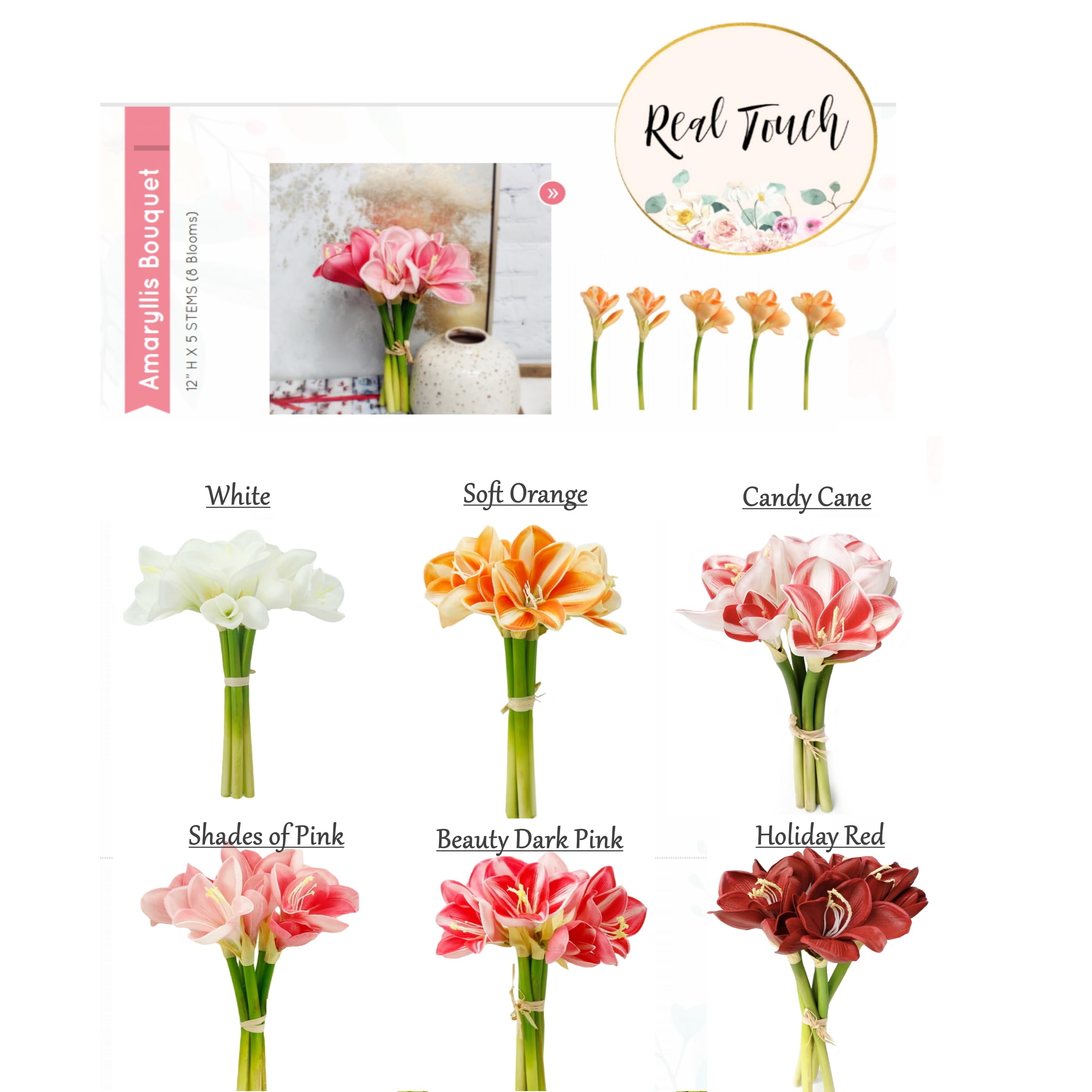 Künstlicher Amaryllis-Blumenstrauß, 30,5 cm, fühlt sich echt an, für Zuhause, Büro, Hotel, Dekoration, Hochzeit, Tafelaufsatz, Blumenstrauß (Weihnachten), Rot