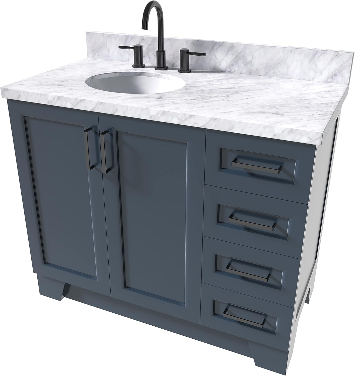 Buy Ariel 43 Inch Midnight Blue Bathroom Vanity With 15 Edge Italian Carrara White Marble Countertop Left Offset Oval Sink 2 Soft Closing Doors 5 Full Extension Dovetail Drawers Satin Black Online In Vietnam B08rcb26r7